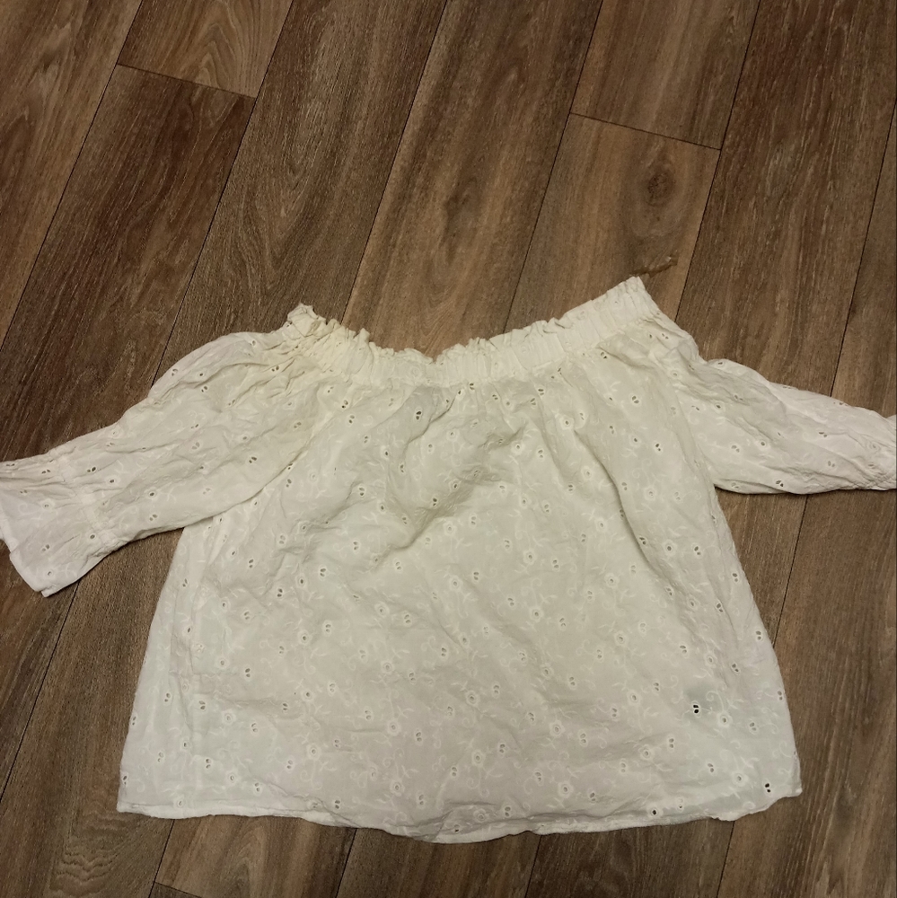 New look white eyelet off the shoulder blouse plus size 1X
